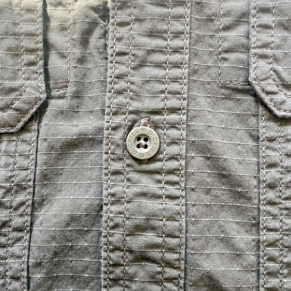 Dickies Relaxed Fit Long Sleeve Button Up Shirt Workwear Olive Green 2XL - Picture 6 of 6